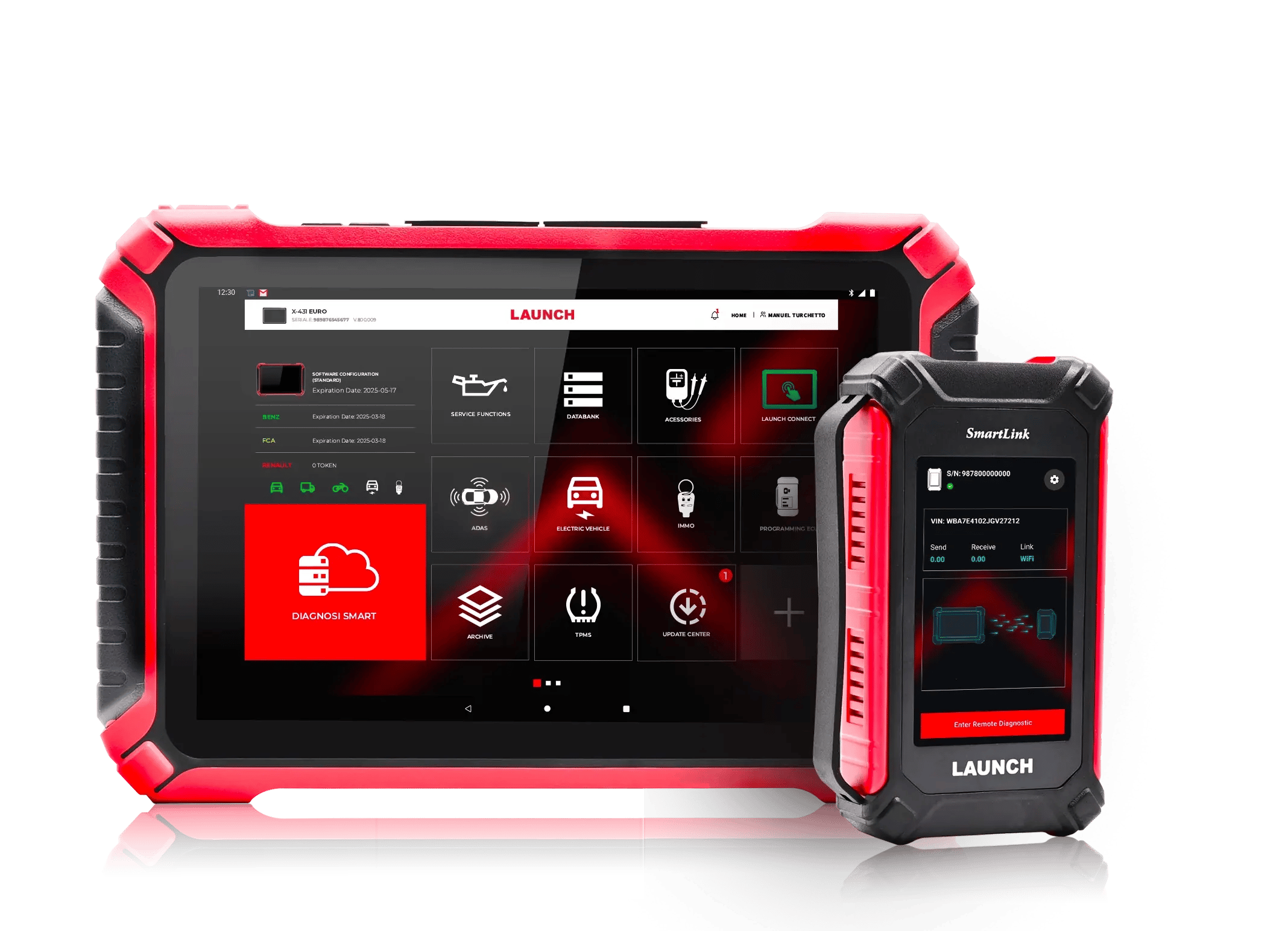 LAUNCH diagnostic tablet and SmartLink device for advanced car diagnostics beyond a basic Code Reader for Car.